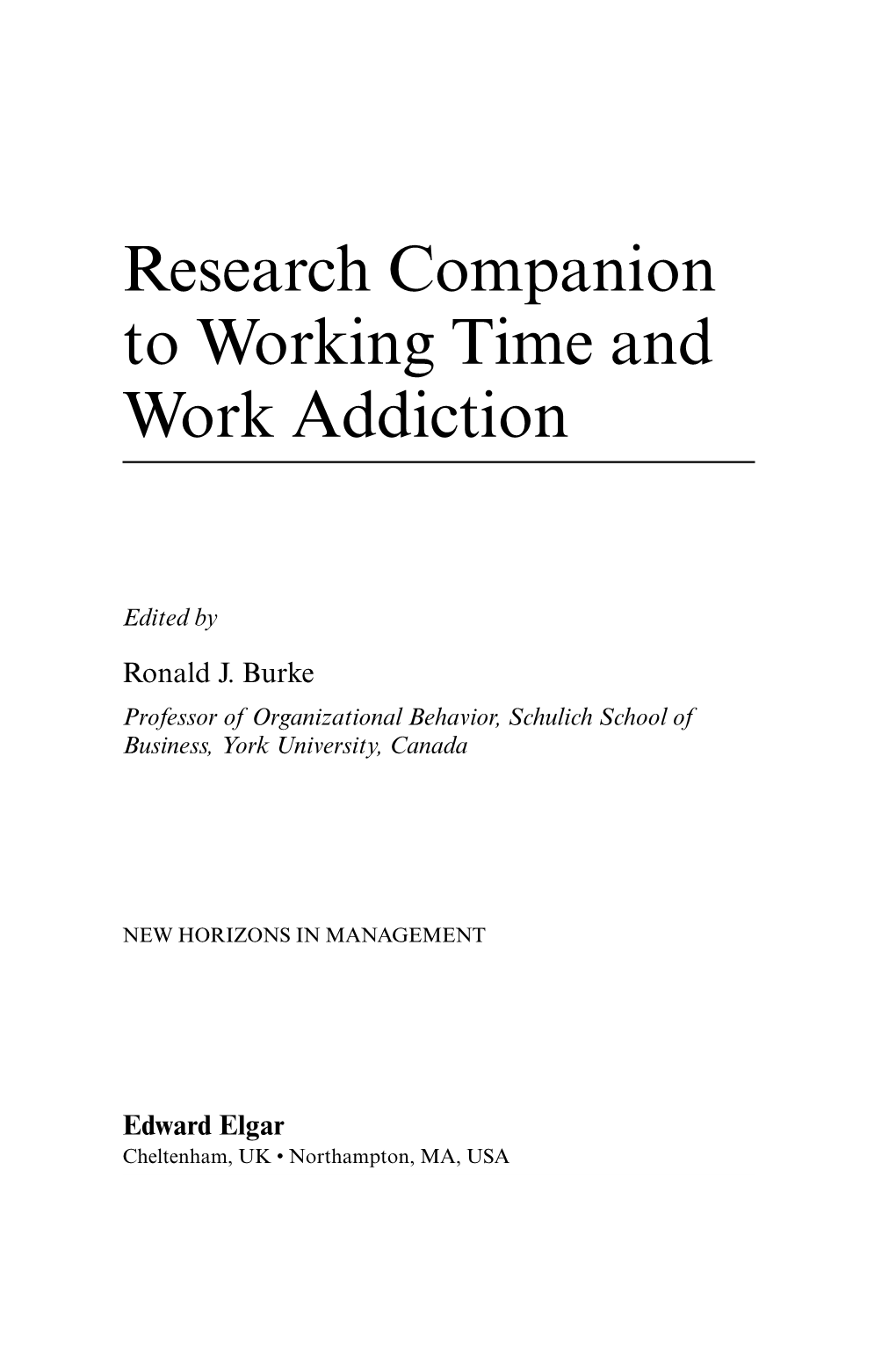 Research Companion to Working Time and Work Addiction