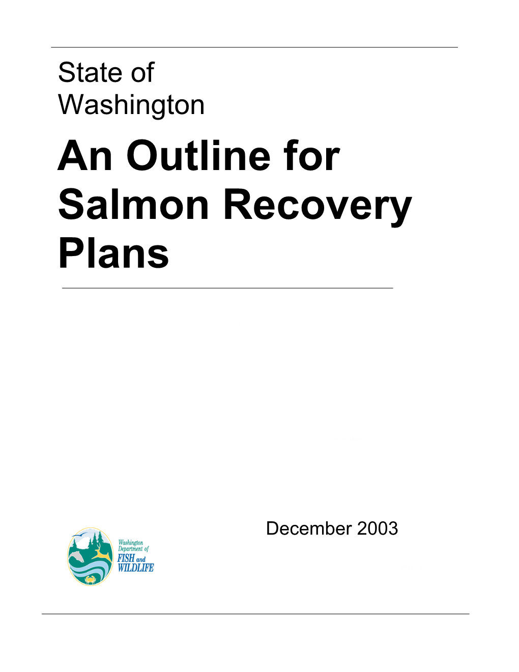 State of Washington Outline for Salmon Recovery Plans