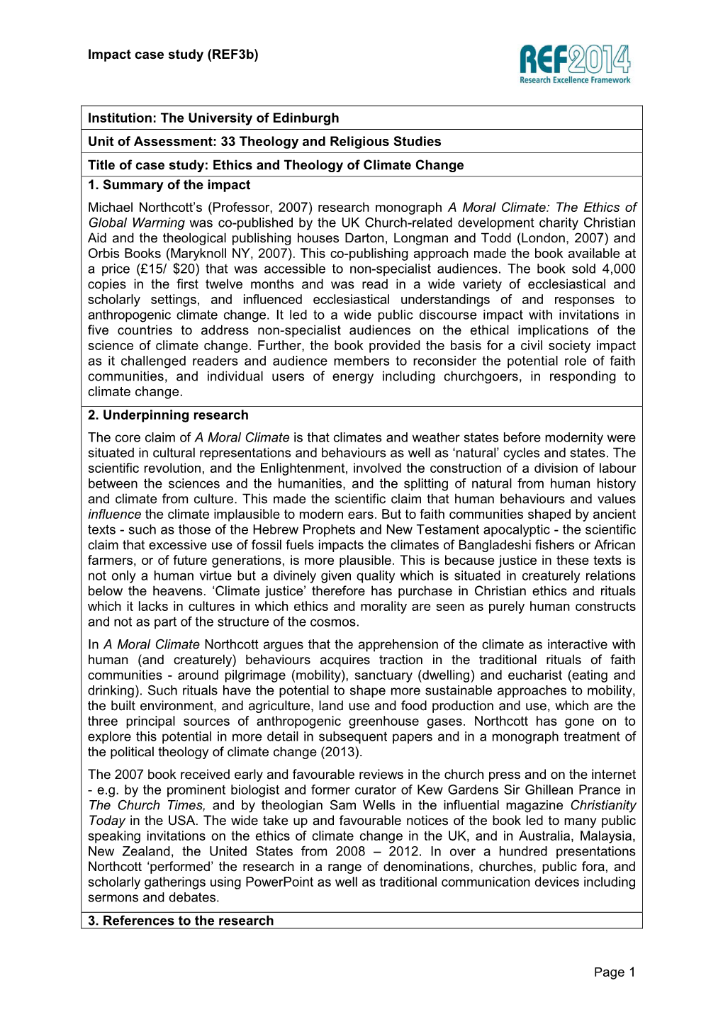 Ethics and Theology of Climate Change 1
