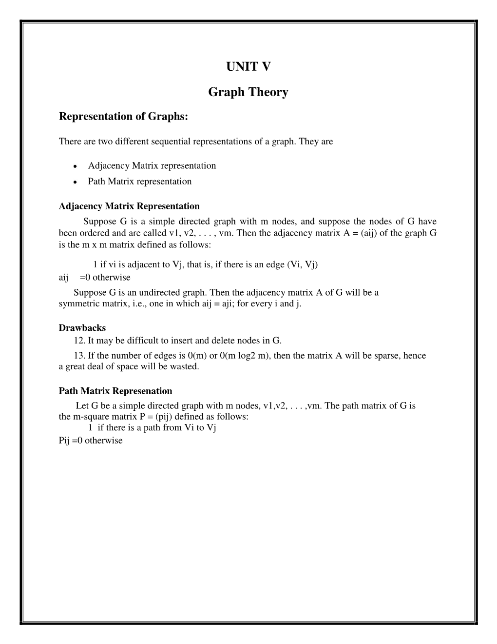 UNIT V Graph Theory