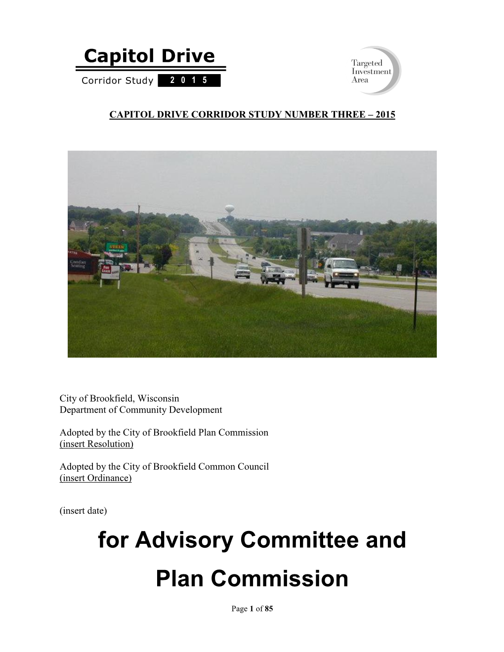 For Advisory Committee and Plan Commission