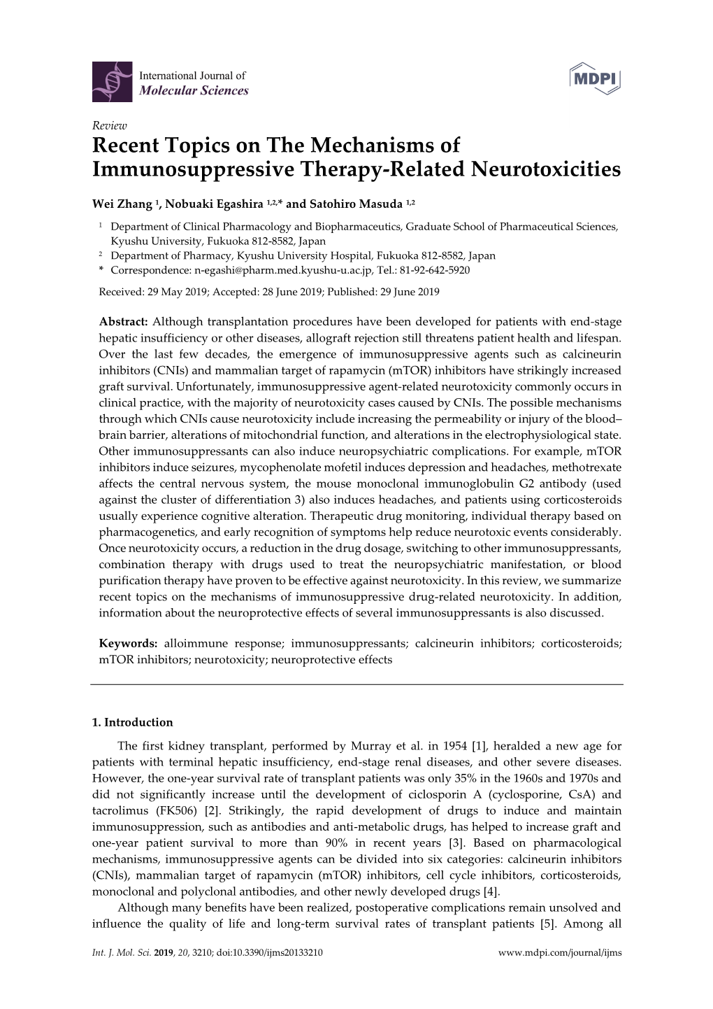 Recent Topics on the Mechanisms of Immunosuppressive Therapy-Related Neurotoxicities