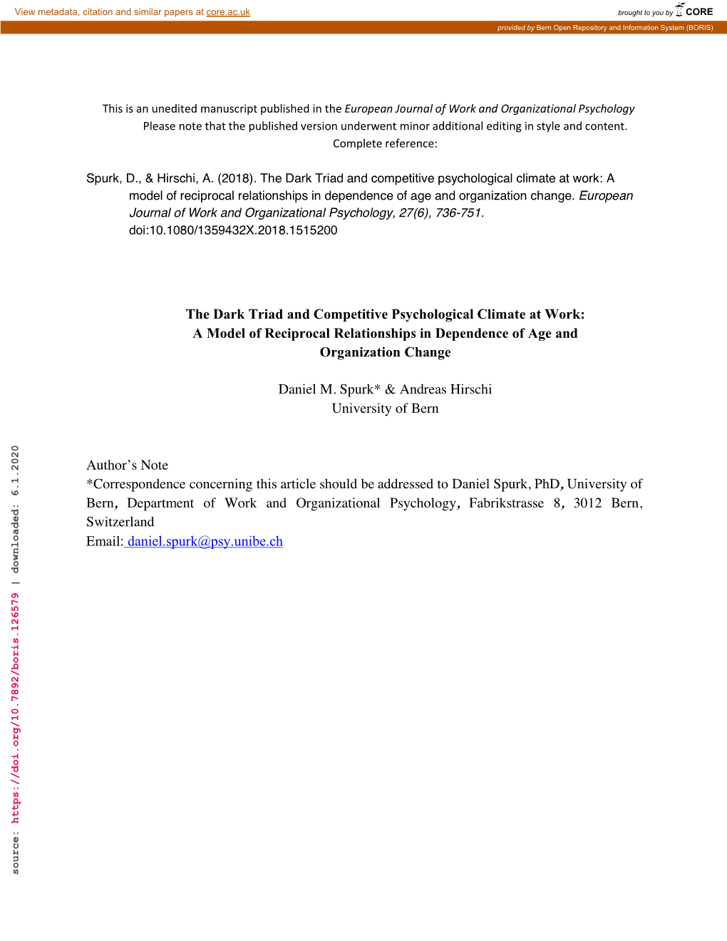 The Dark Triad and Competitive Psychological Climate at Work: a Model of Reciprocal Relationships in Dependence of Age and Organization Change