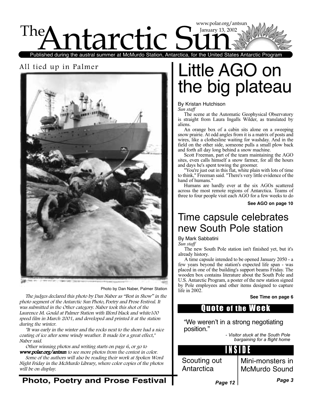 The Antarctic Sun, January 13, 2002
