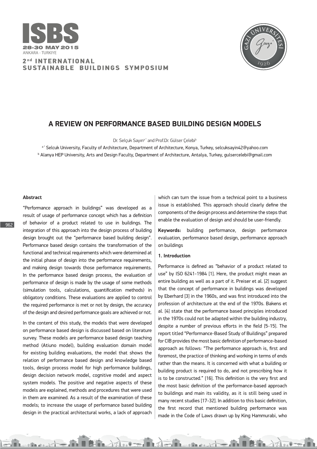 A Review on Performance Based Building Design Models