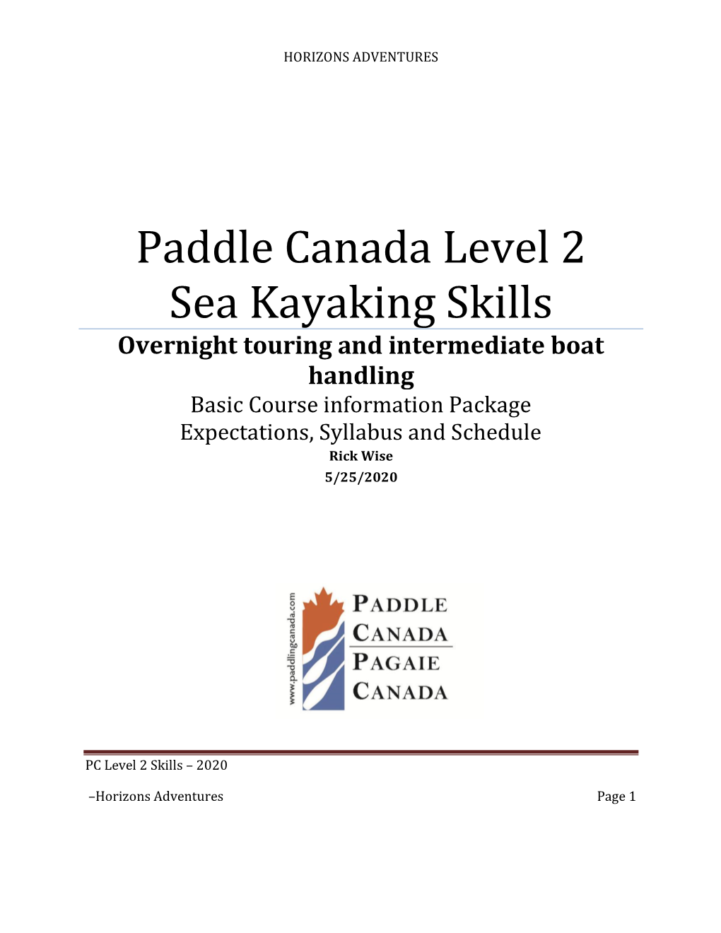 Paddle Canada Level 2 Sea Kayaking Skills