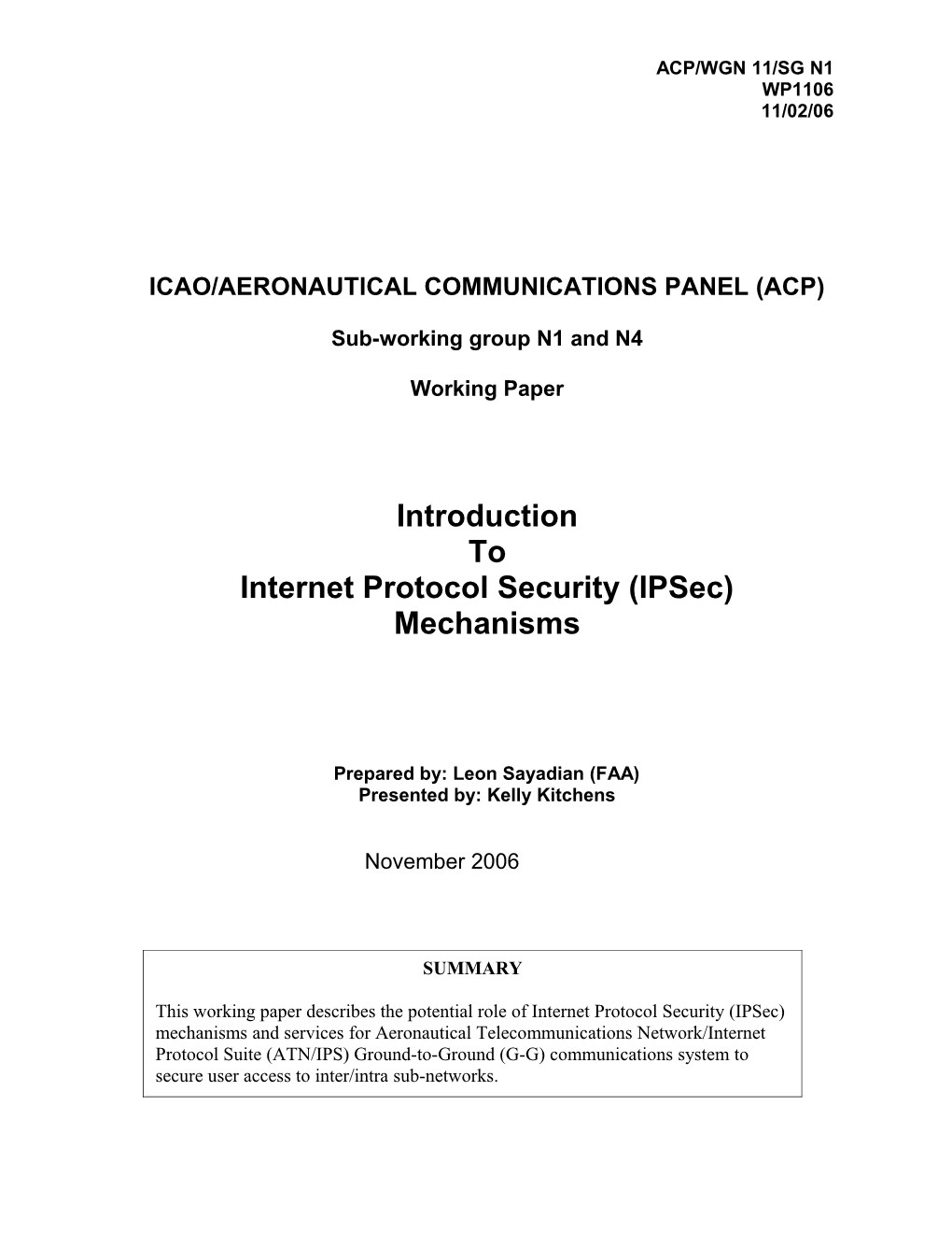 Introduction to Internet Protocol Security (Ipsec) Mechanisms (V 2)