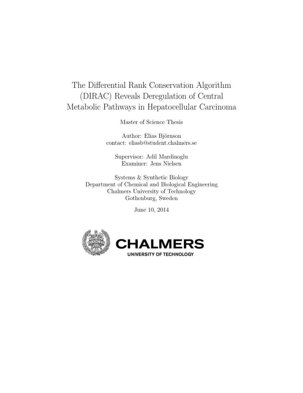 Reveals Deregulation of Central Metabolic Pathways in Hepatocellular Carcinoma