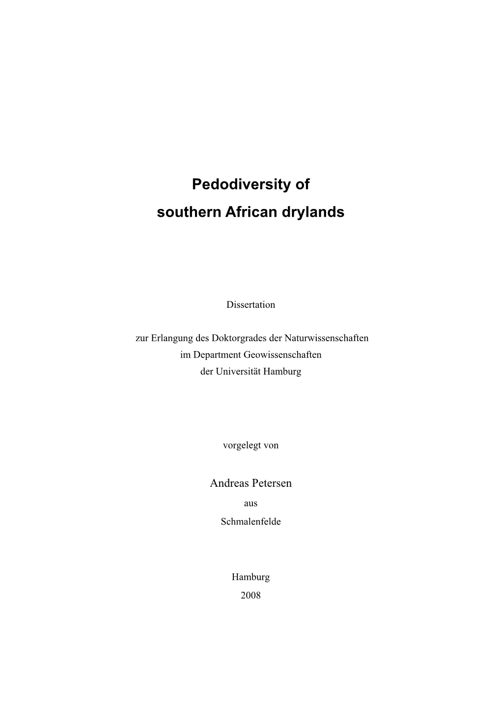 Pedodiversity of Southern African Drylands