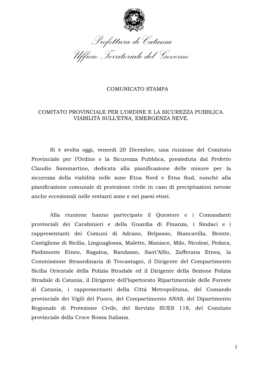 Prefettura Di Catania Ufficio Territoriale Del Governo