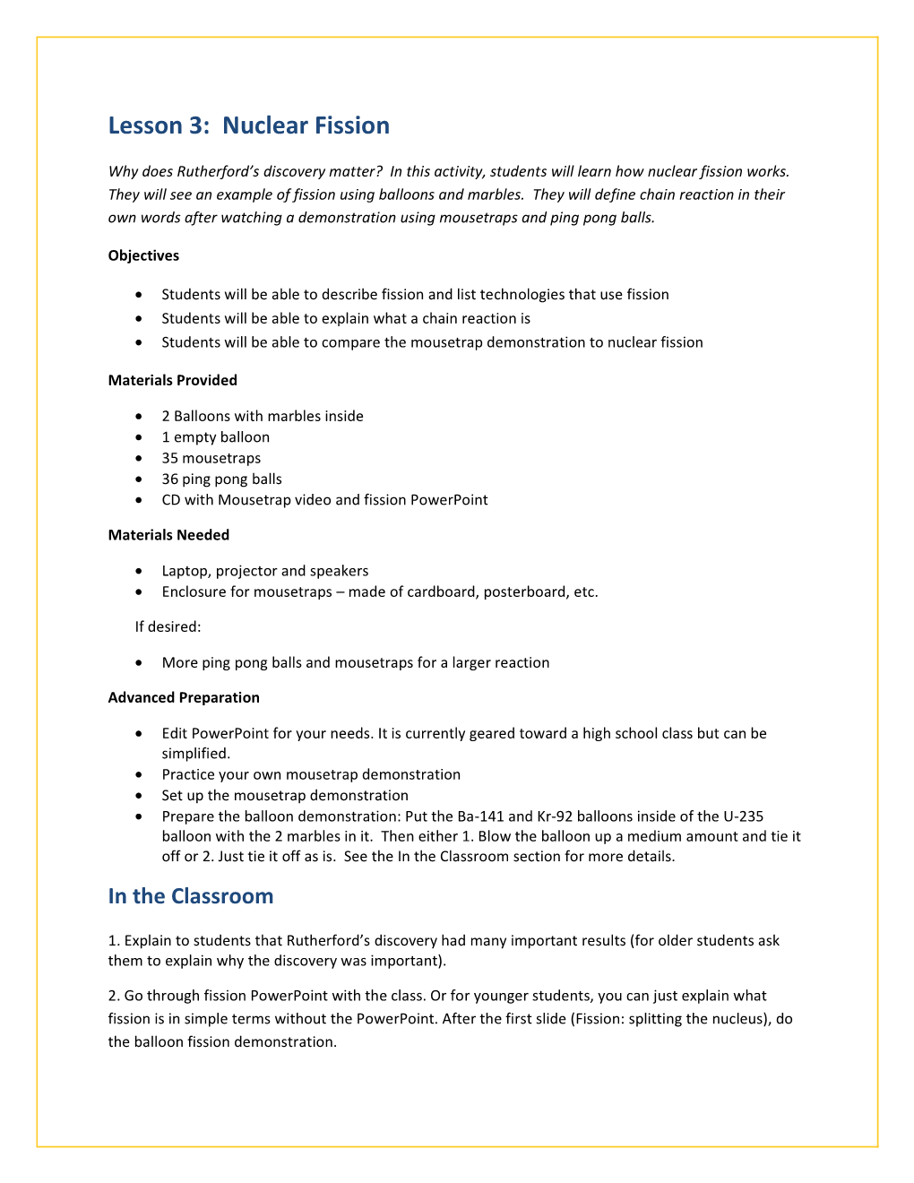 Nuclear Fission Activity