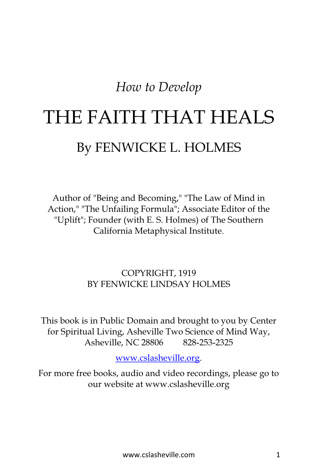 How to Develop the FAITH THAT HEALS