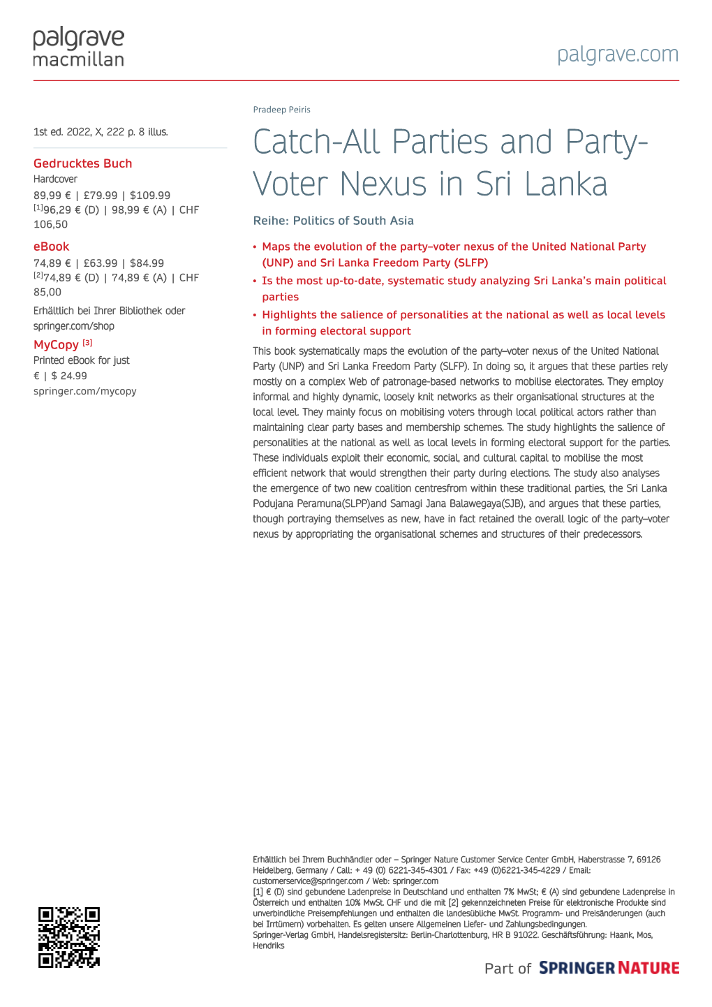 Catch-All Parties and Party- Voter Nexus in Sri Lanka