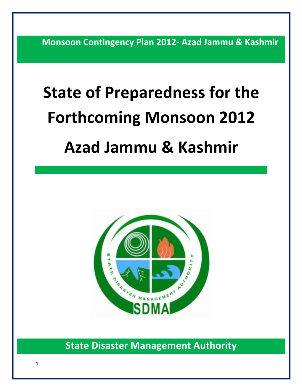 Azad Jammu & Kashmir Monsoon Contingency Plan 2012