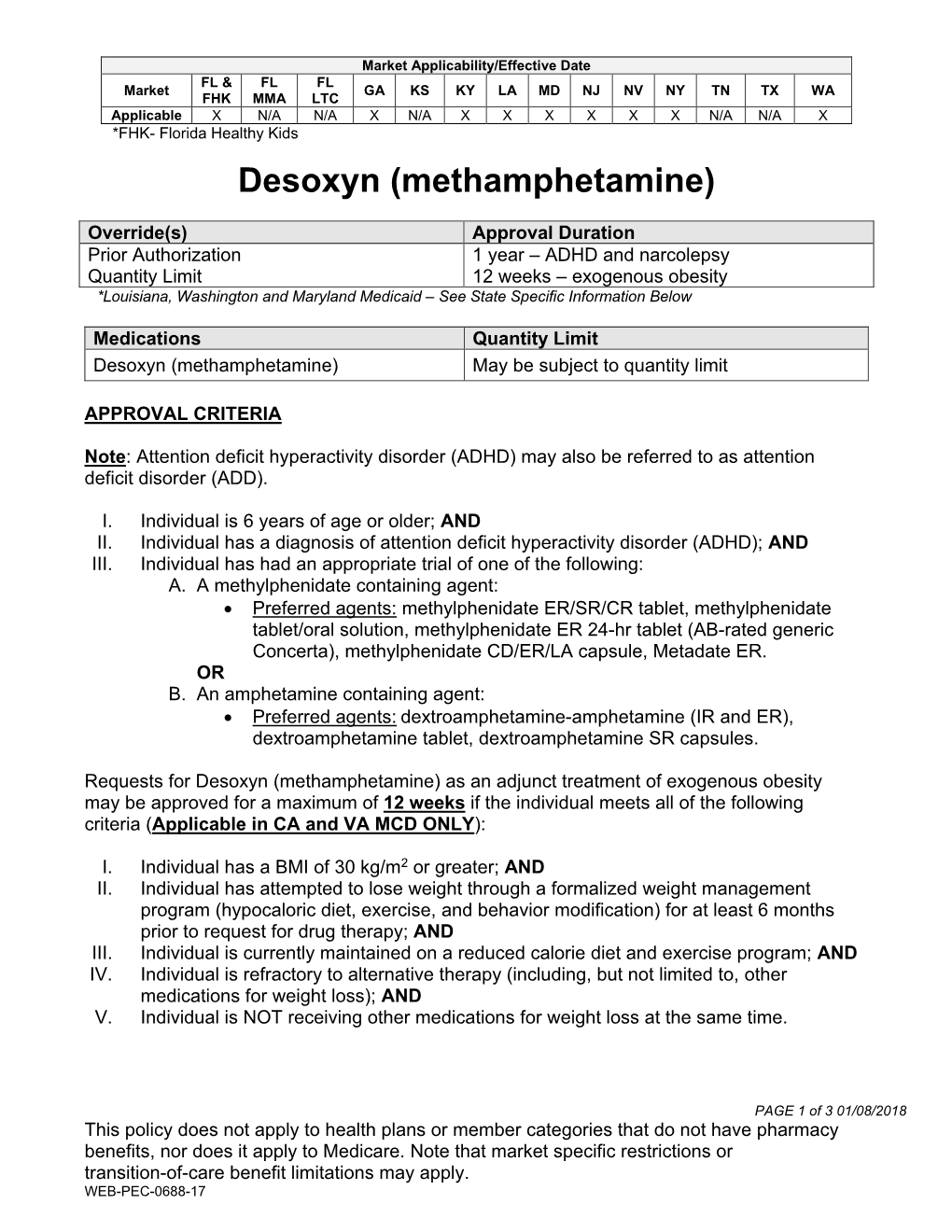 Desoxyn (Methamphetamine)