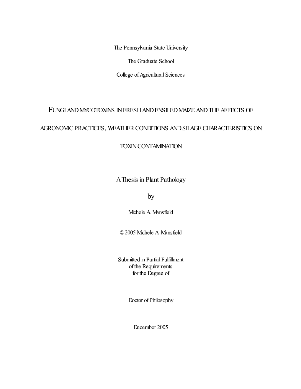 A Thesis in Plant Pathology