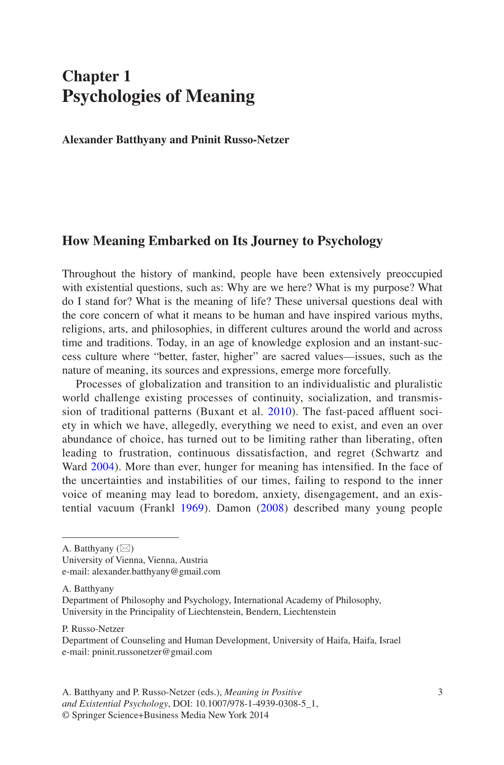 Chapter Psychologies of Meaning