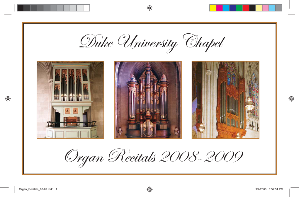 Duke University Chapel Organ Recitals 2008-2009