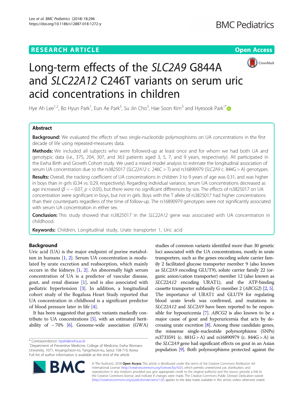 Long-Term Effects of the SLC2A9 G844A and SLC22A12 C246T