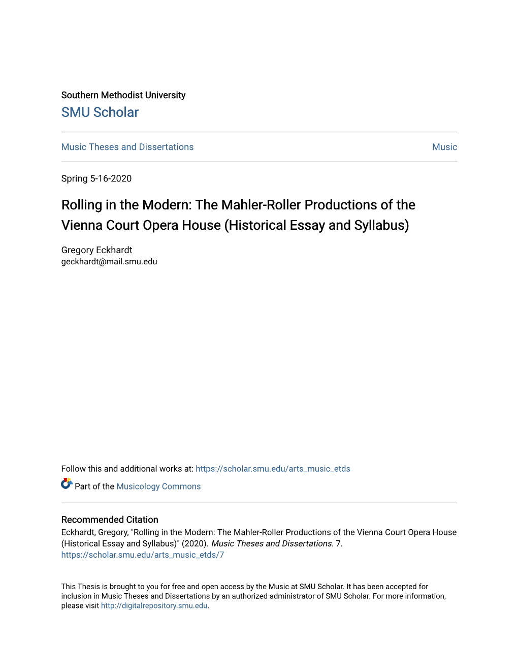 The Mahler-Roller Productions of the Vienna Court Opera House (Historical Essay and Syllabus)