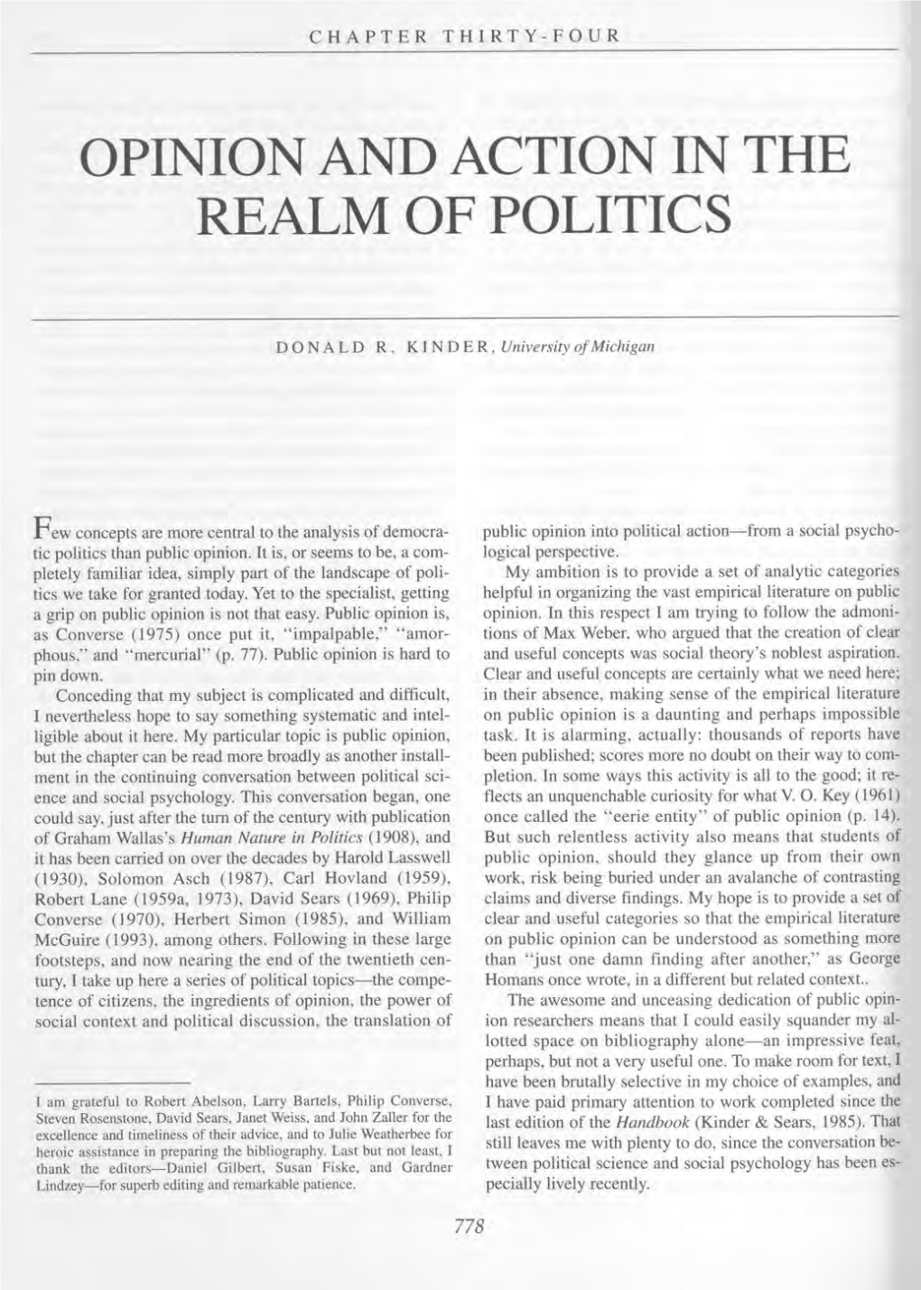 Opinion and Action in the Realm of Politics