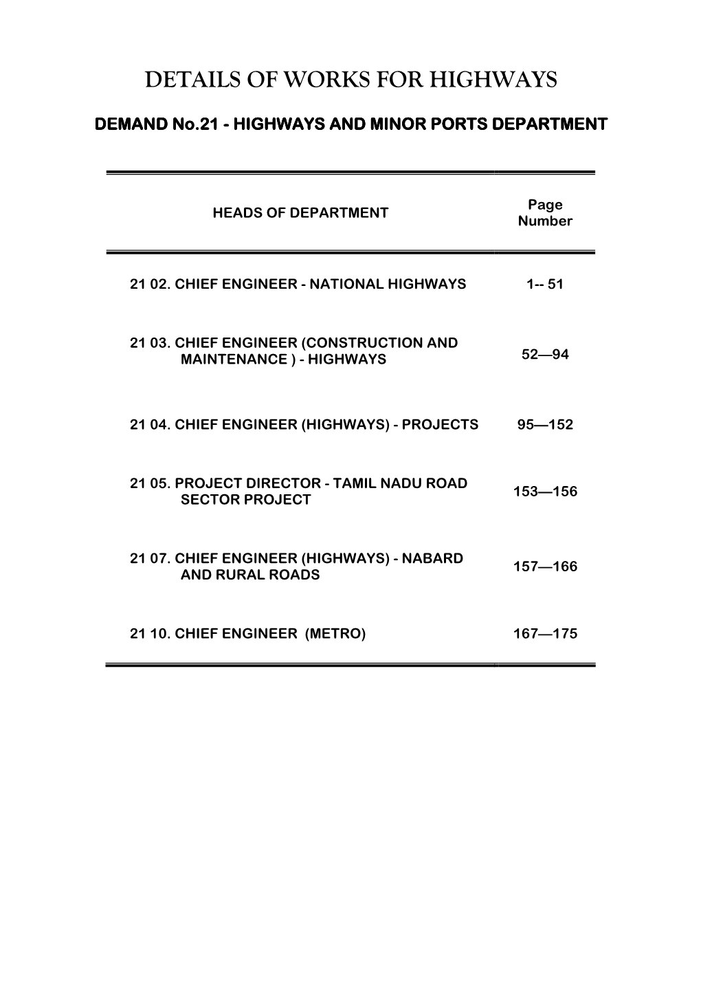 Details of Works for Highways