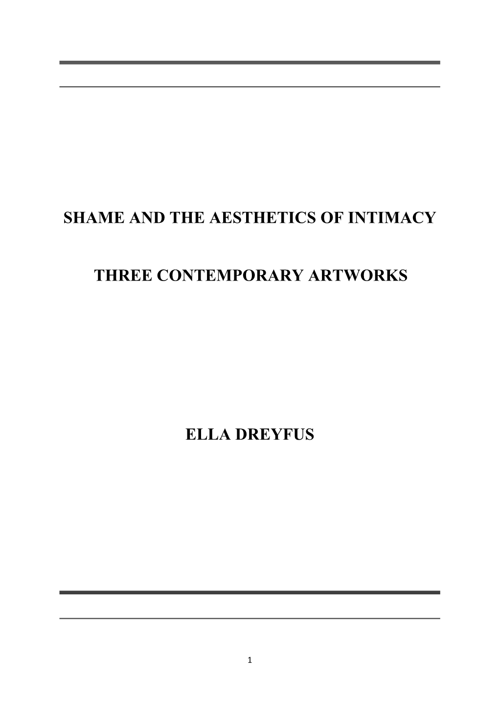 Shame and the Aesthetics of Intimacy Three