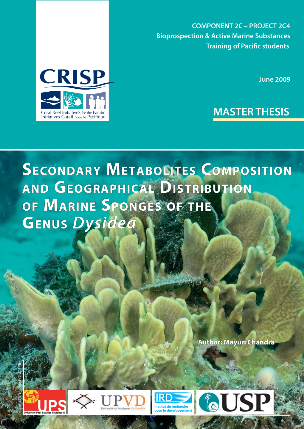 SECONDARY METABOLITES COMPOSITION and GEOGRAPHICAL DISTRIBUTION of MARINE SPONGES of the GENUS Dysidea