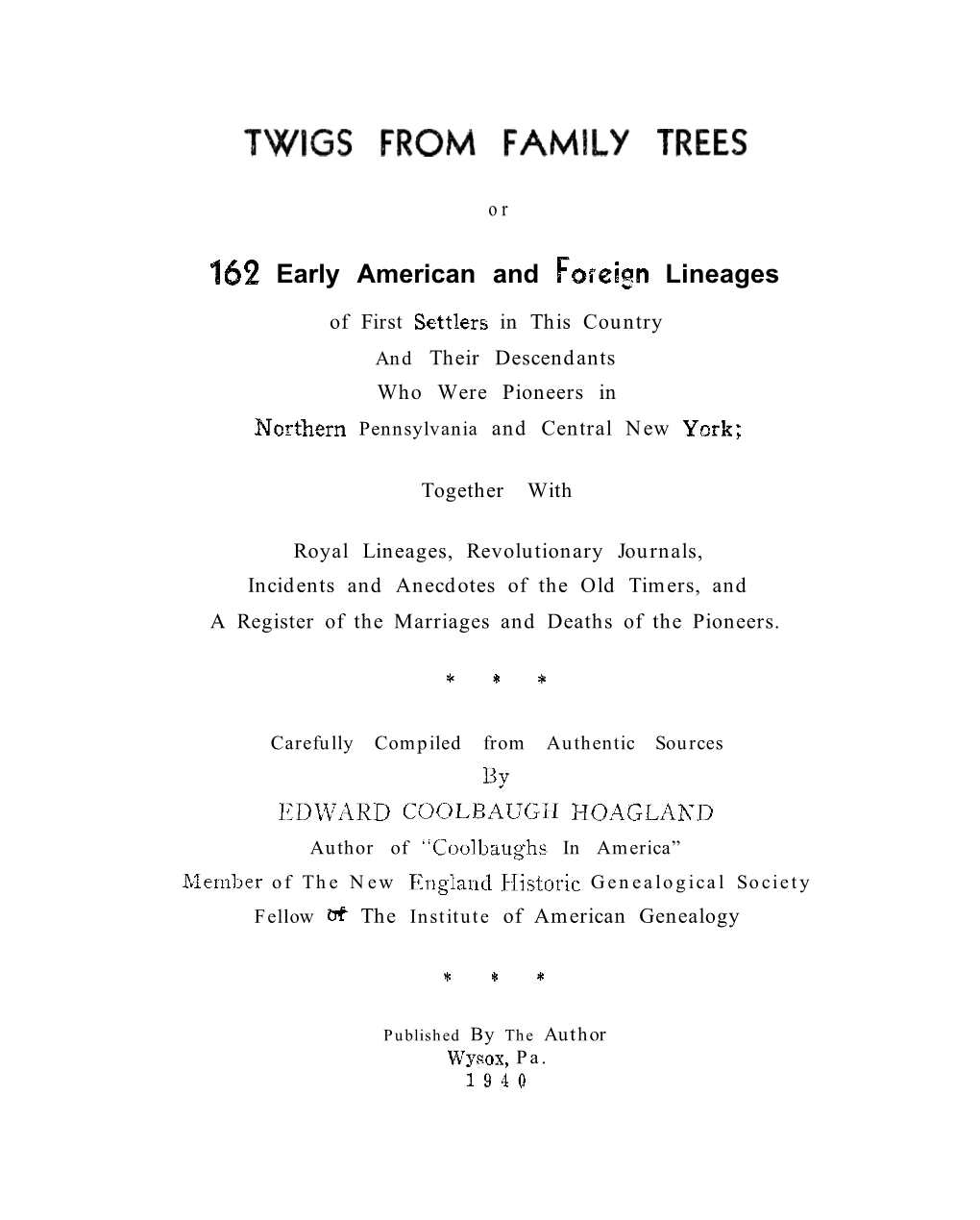 Twigs from Family Trees