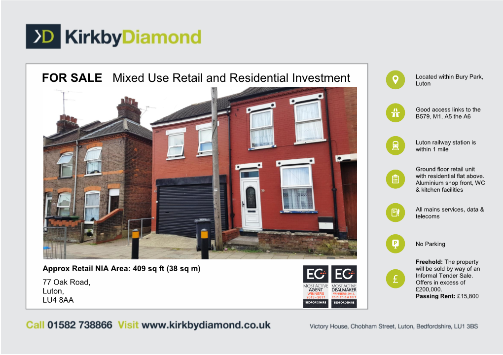 FOR SALE Mixed Use Retail and Residential Investment Luton