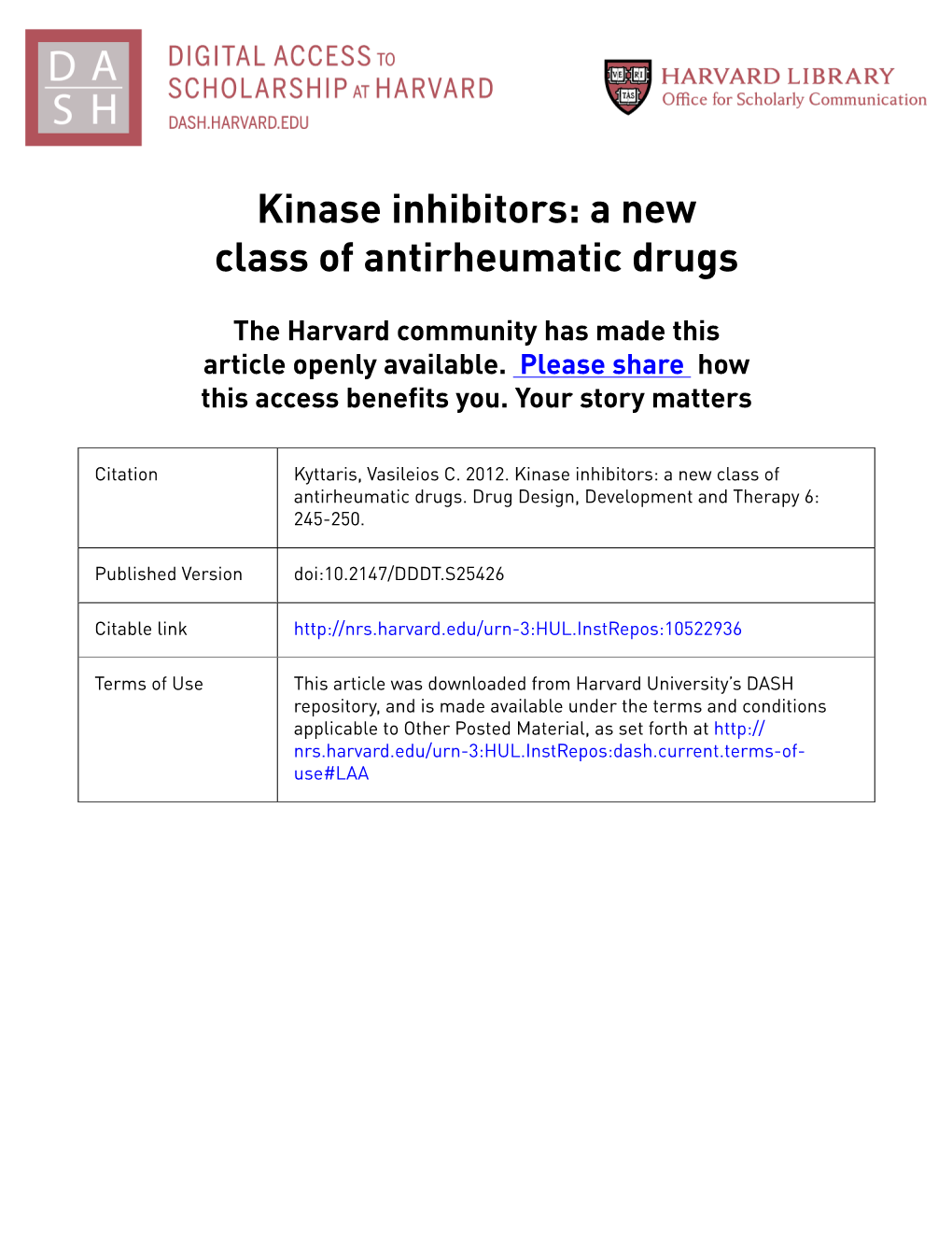 Kinase Inhibitors: a New Class of Antirheumatic Drugs