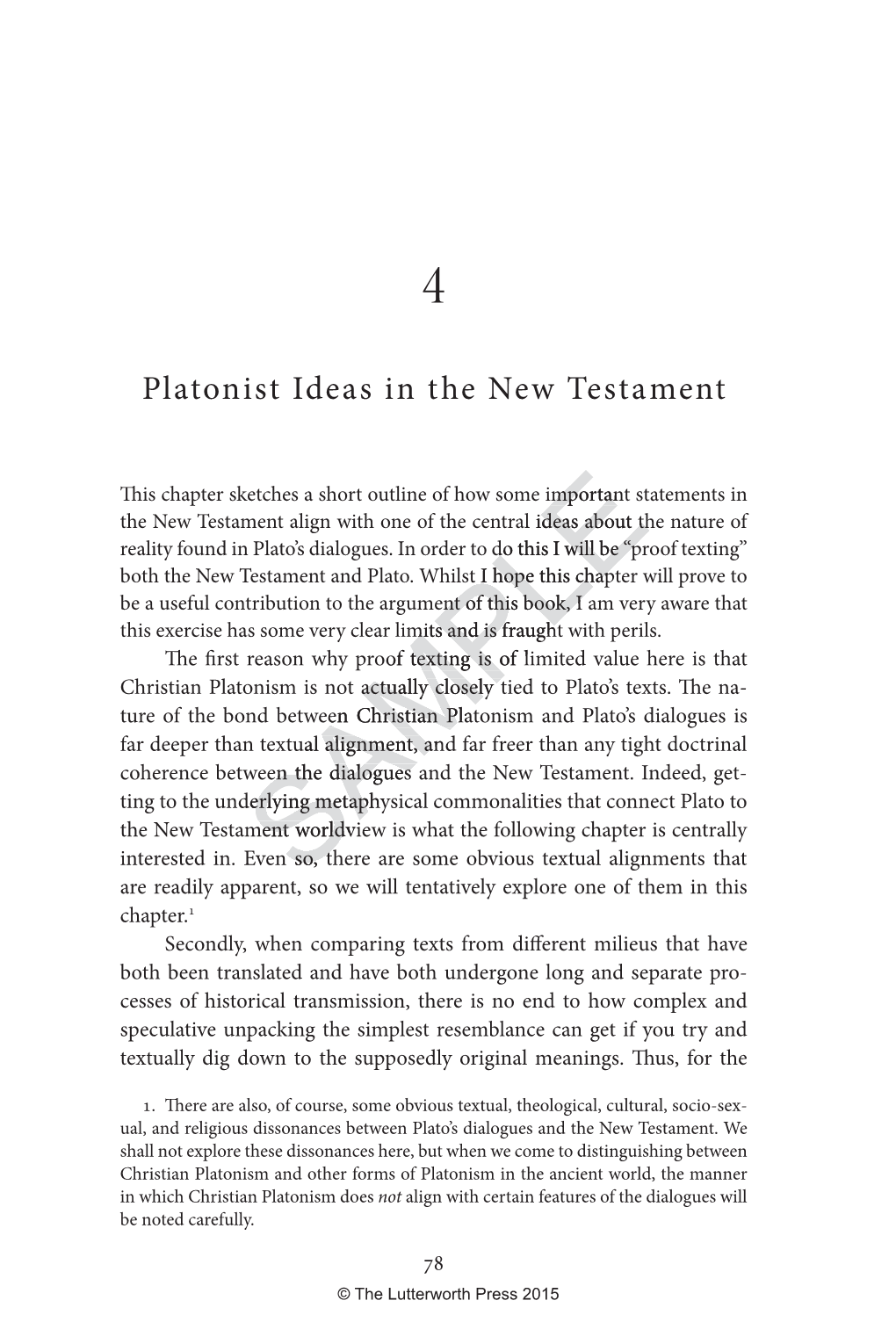 Platonist Ideas in the New Testament