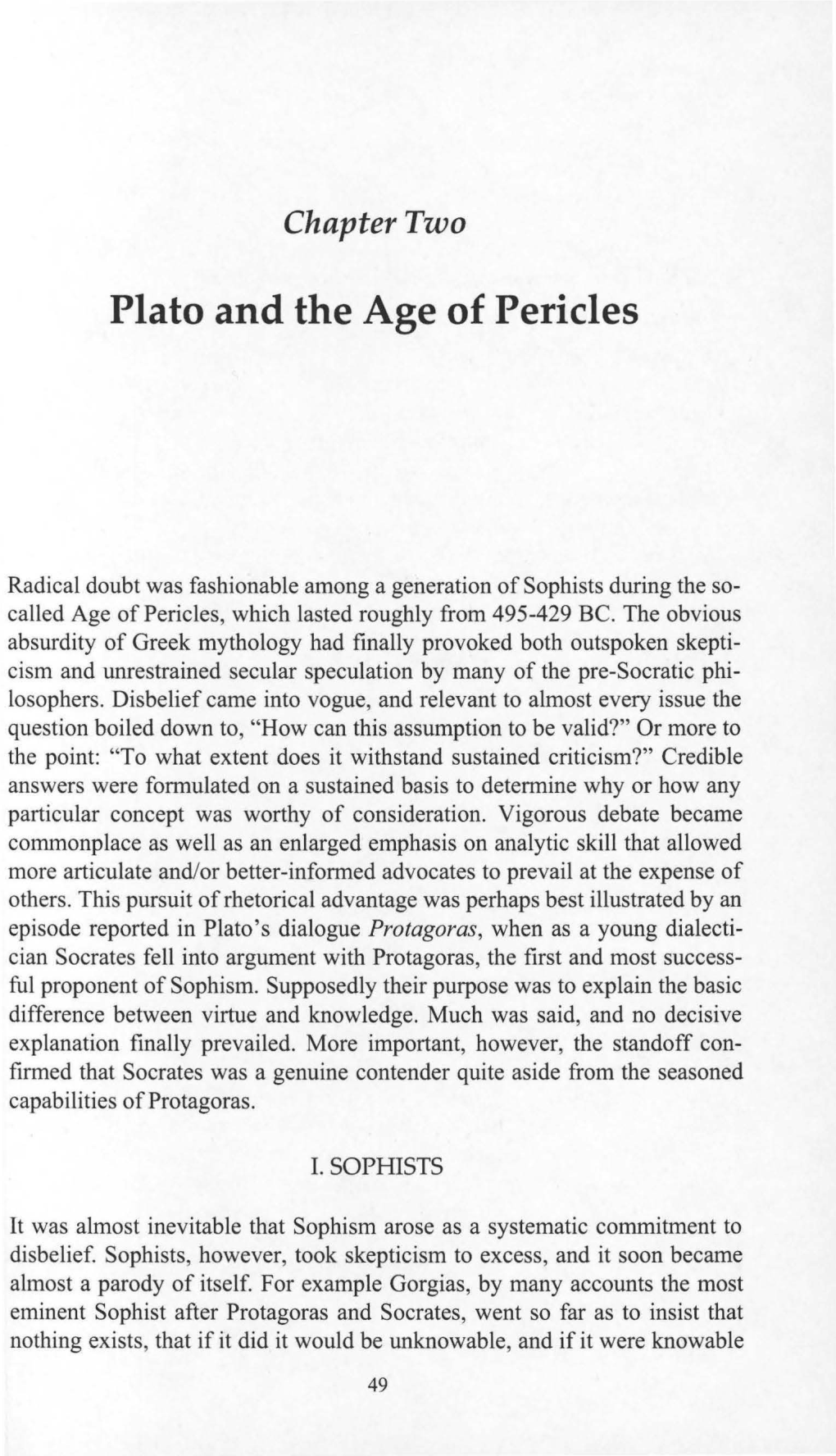 Plato and the Age of Pericles