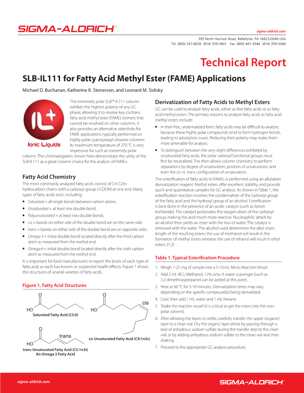 SLB-IL111 for Fatty Acid Methyl Ester (FAME) Applications Michael D