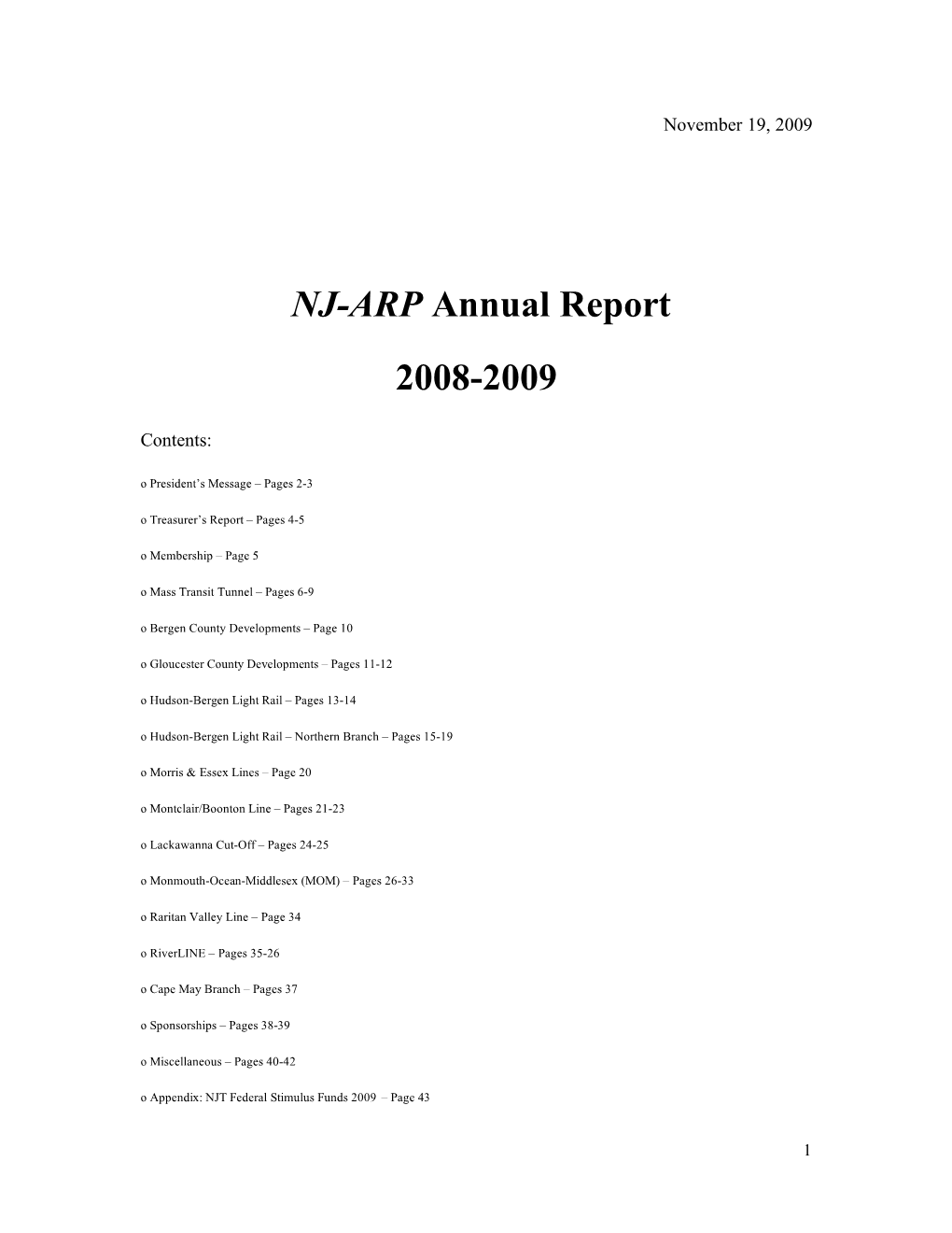 NJ-ARP Annual Report 2008-2009