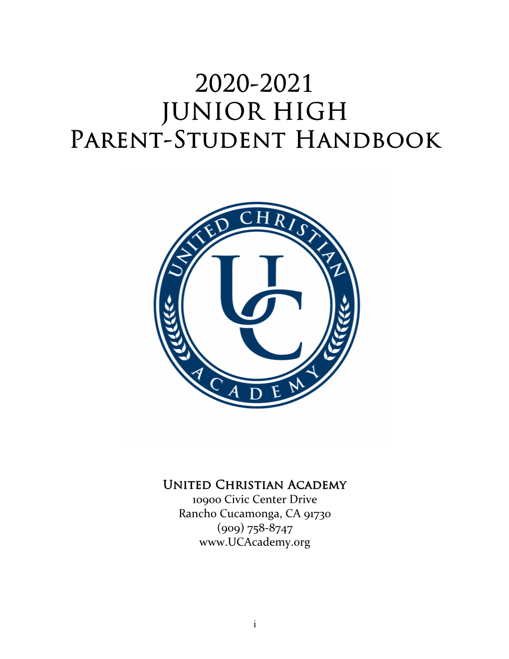 2020-2021 JUNIOR HIGH Parent-Student Handbook