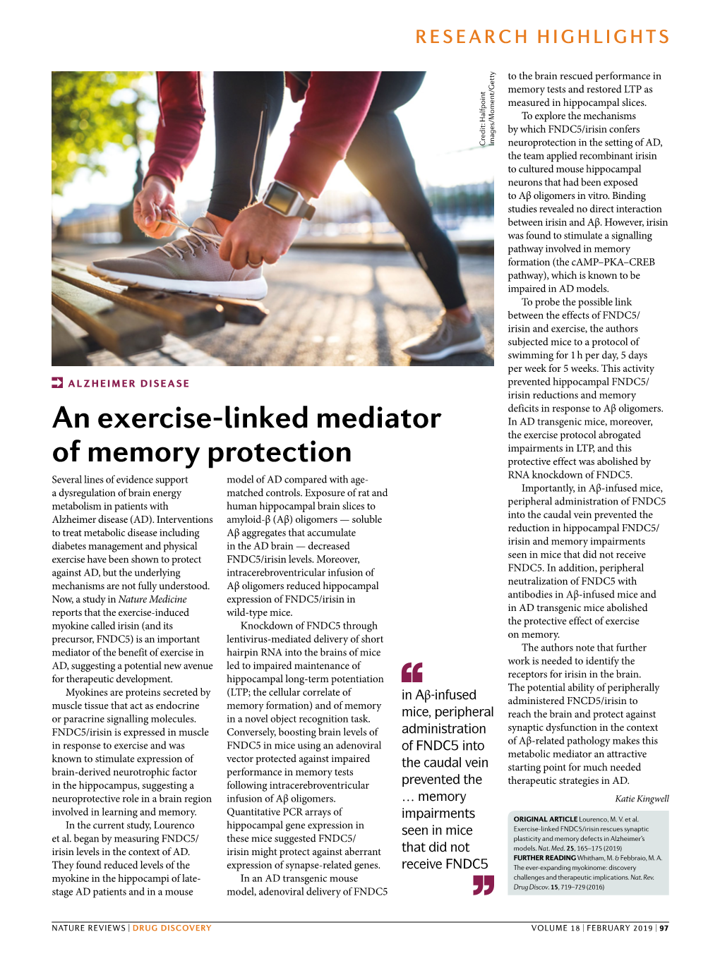 An Exercise-Linked Mediator of Memory Protection