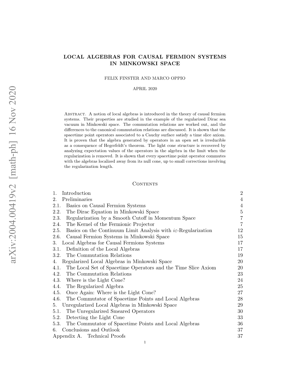 Local Algebras for Causal Fermion Systems in Minkowski Space