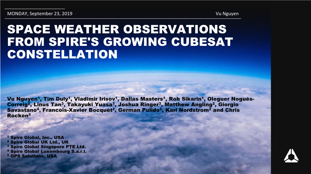 Space Weather Observations from Spire's Growing Cubesat Constellation