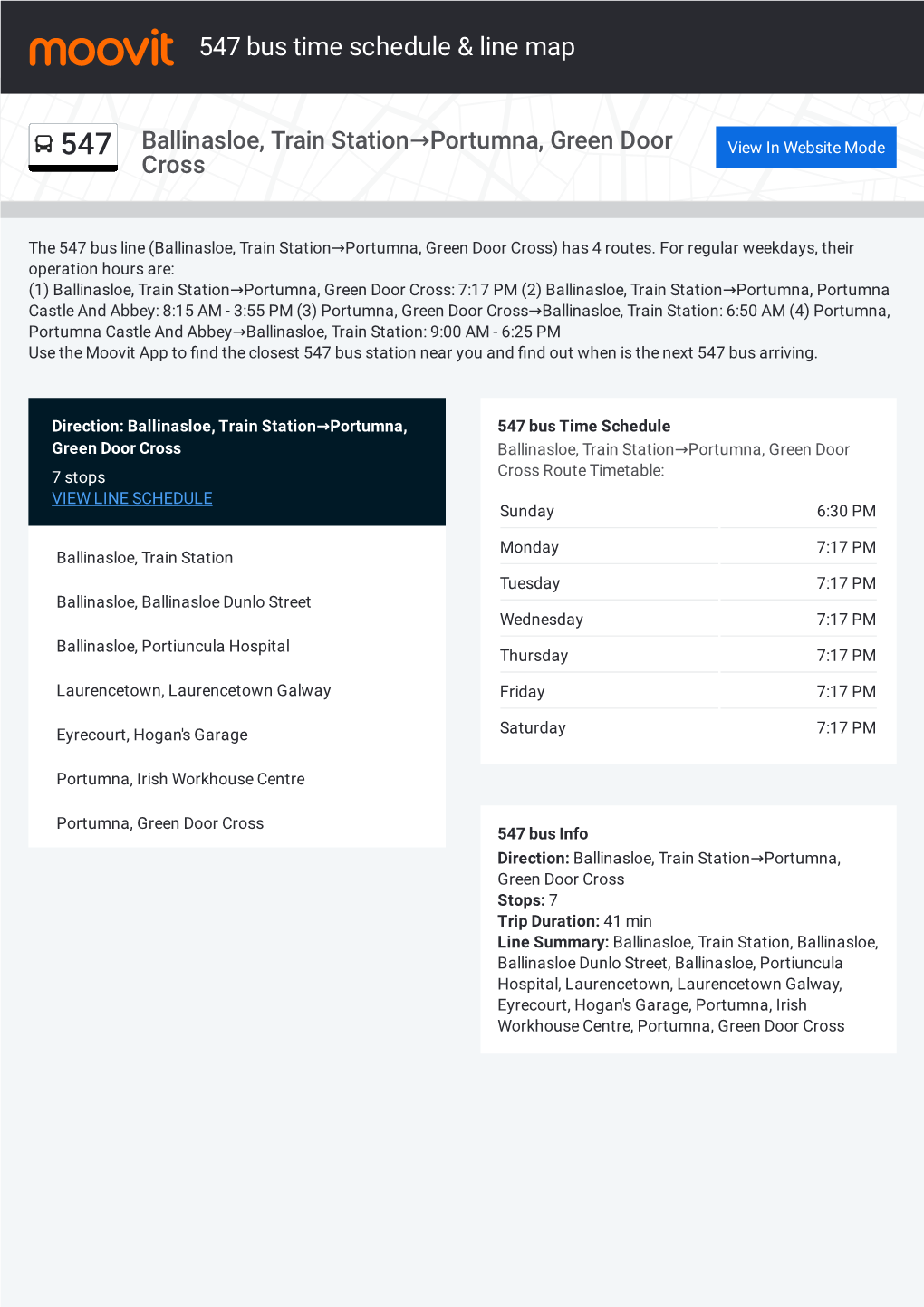 547 Bus Time Schedule & Line Route