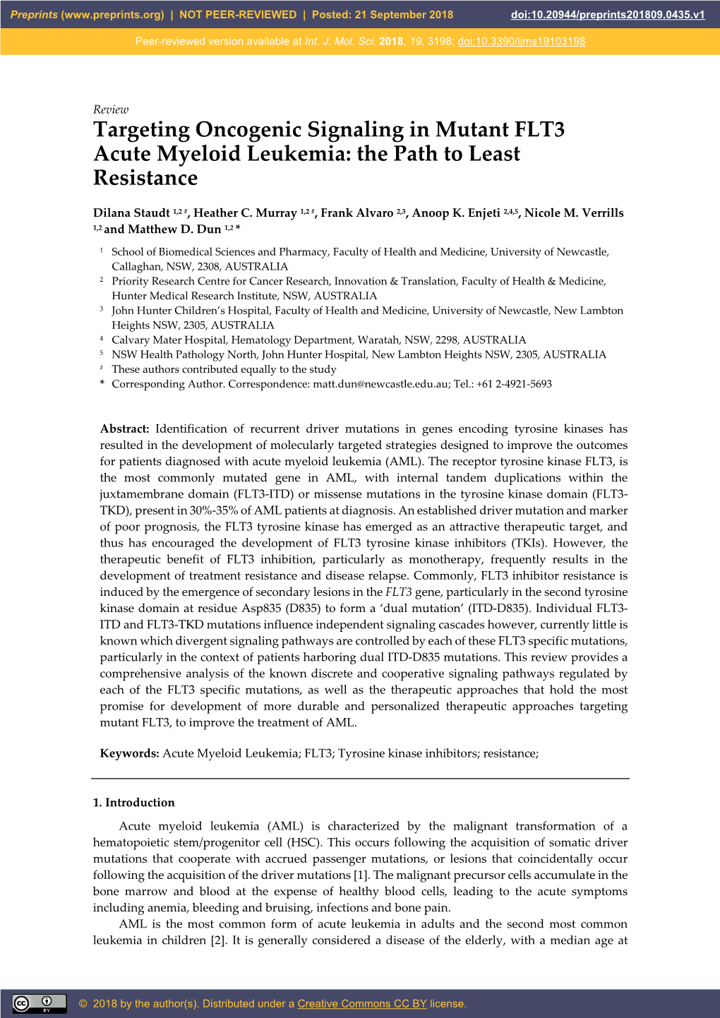 Targeting Oncogenic Signaling in Mutant FLT3 Acute Myeloid Leukemia: the Path to Least Resistance