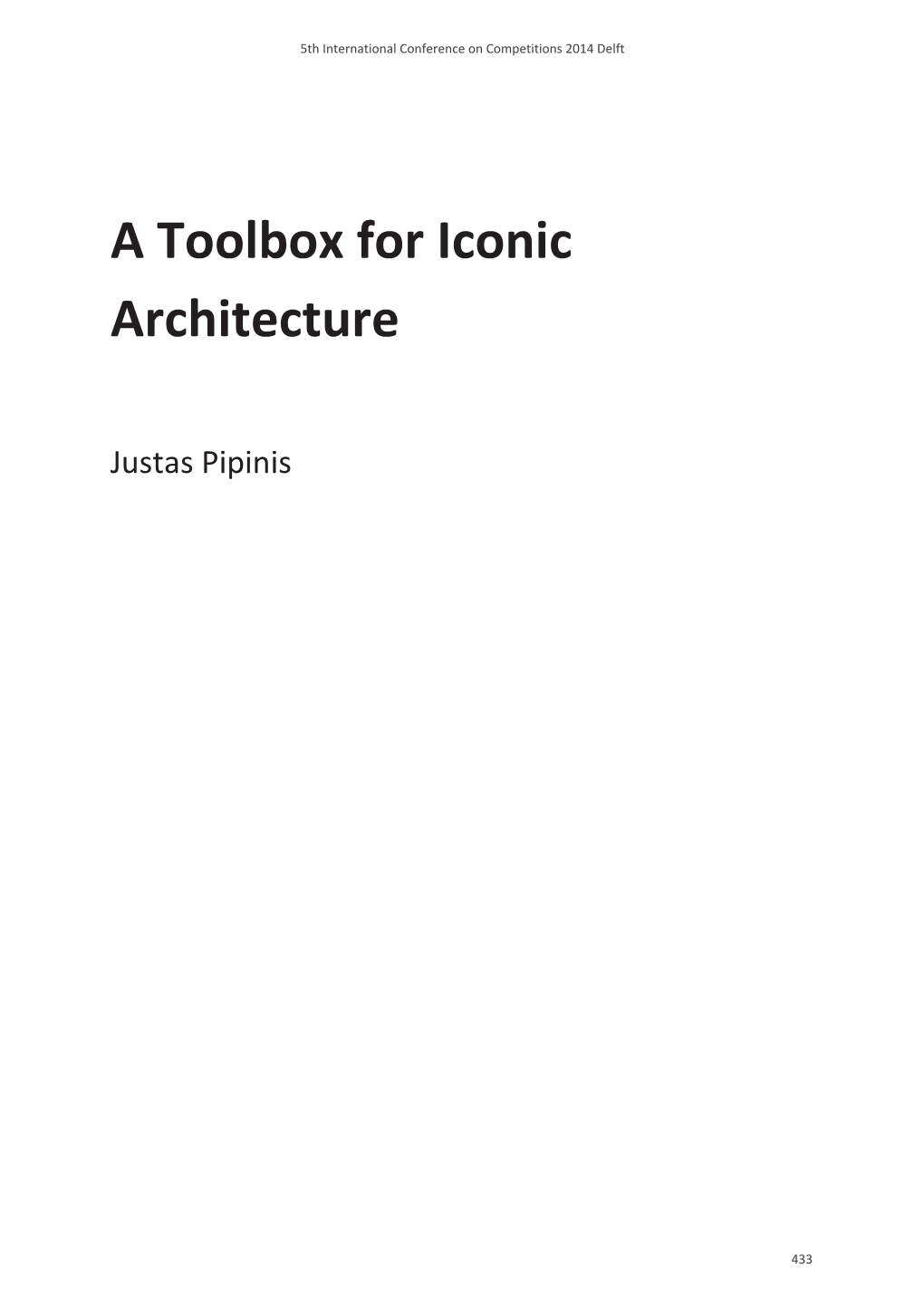 A Toolbox for Iconic Architecture
