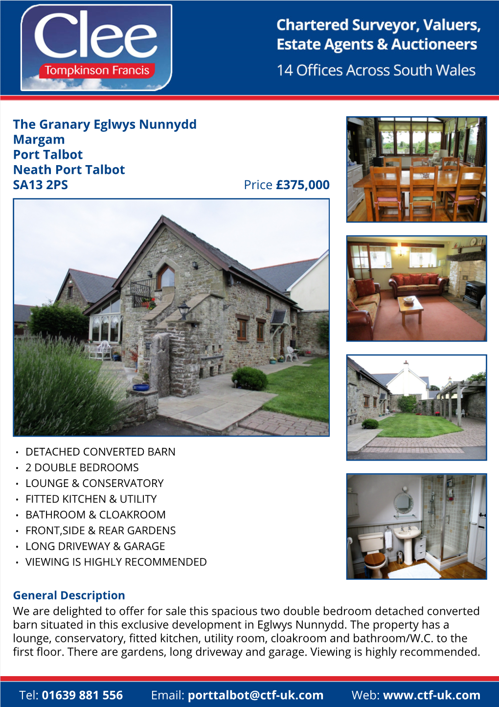 The Granary Eglwys Nunnydd Margam Port Talbot Neath Port Talbot SA13 2PS Price £375,000