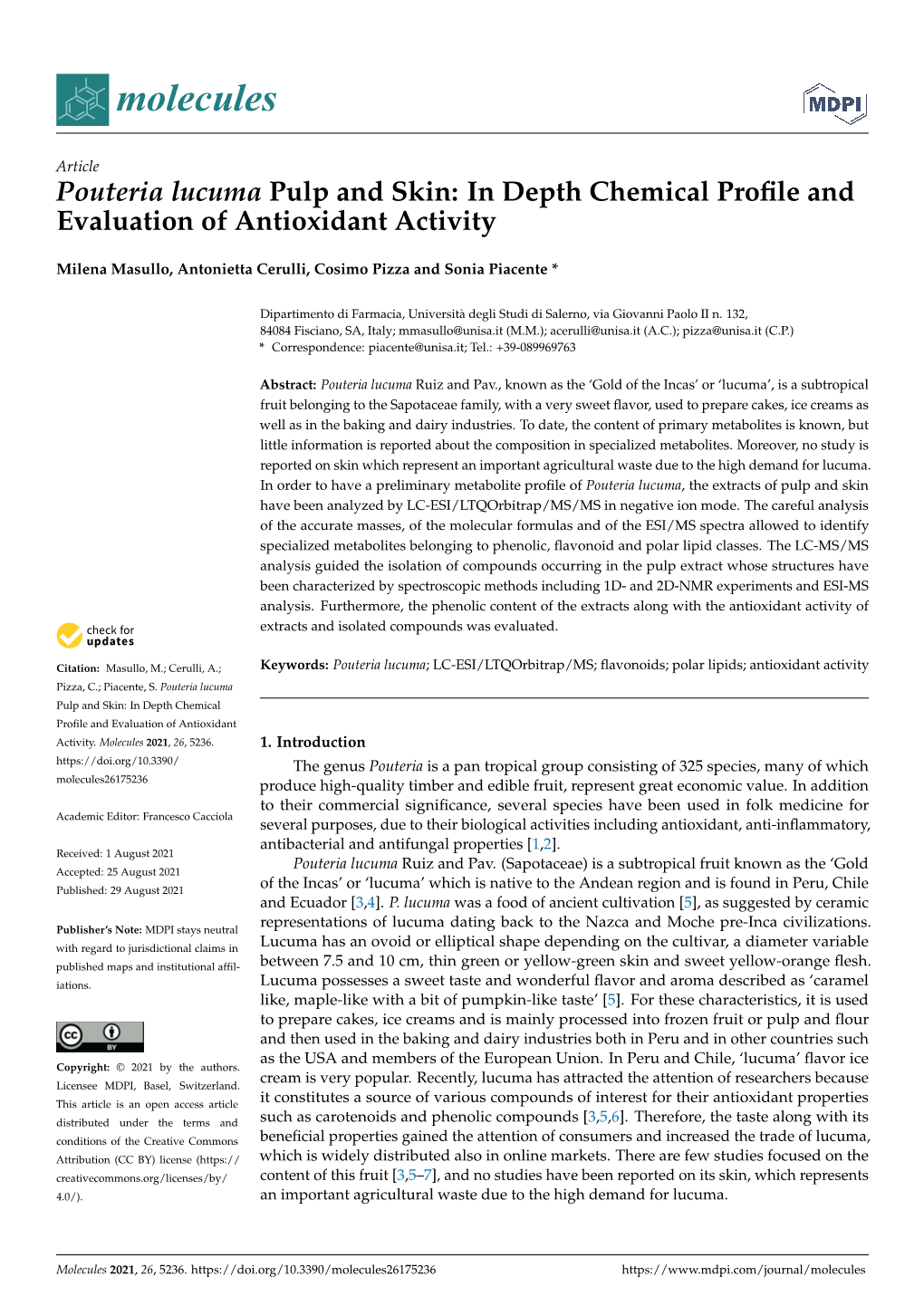 Pouteria Lucuma Pulp and Skin: in Depth Chemical Profile And