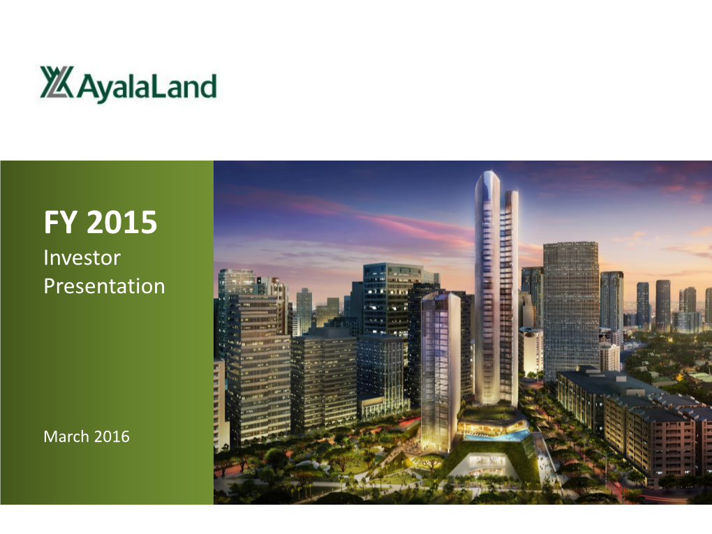 FY 2015 Investor Presentation