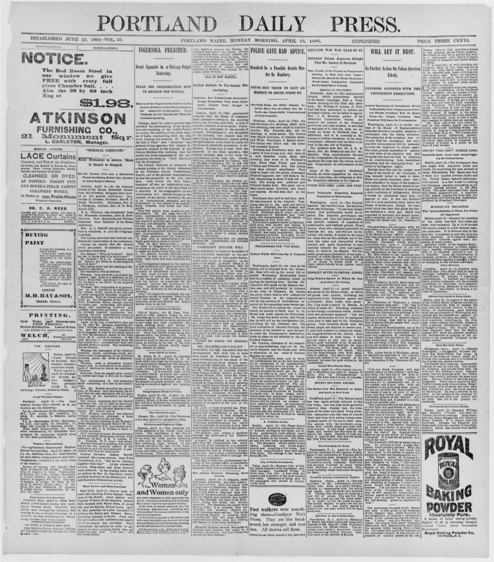 Portland Daily Press: April 13, 1896