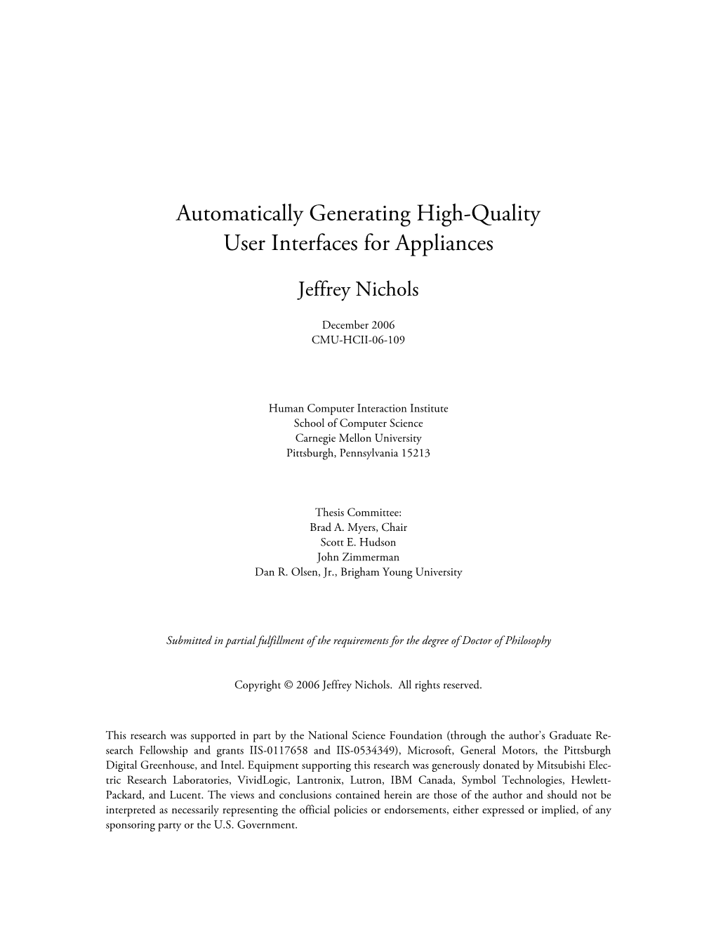 Automatically Generating High-Quality User Interfaces for Appliances