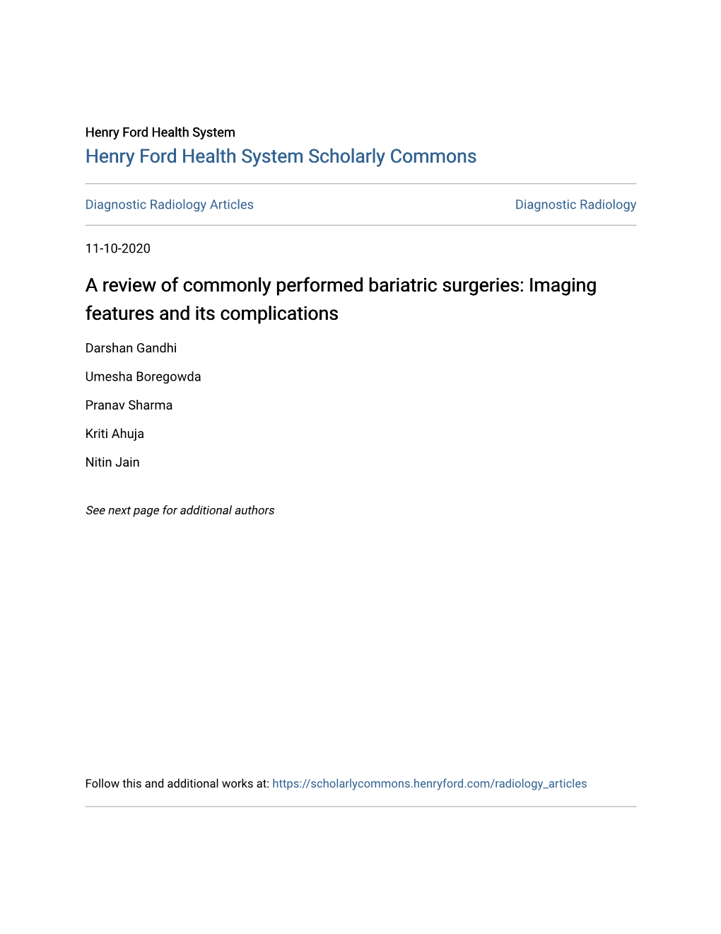 A Review of Commonly Performed Bariatric Surgeries: Imaging Features and Its Complications