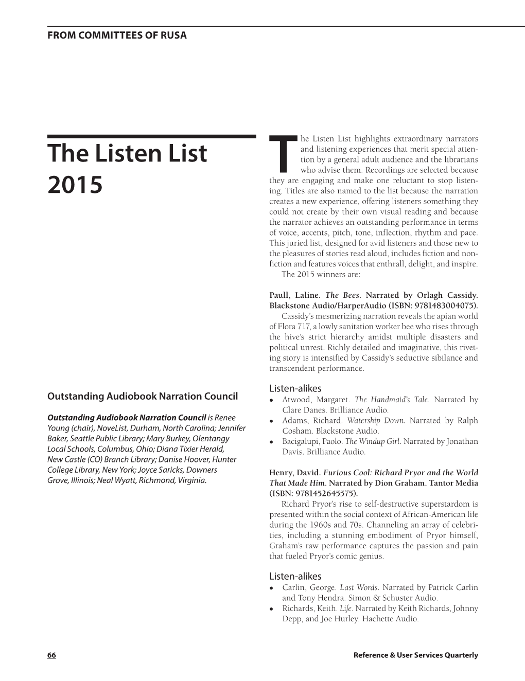 The Listen List 2015 Zz Belafonte, Harry