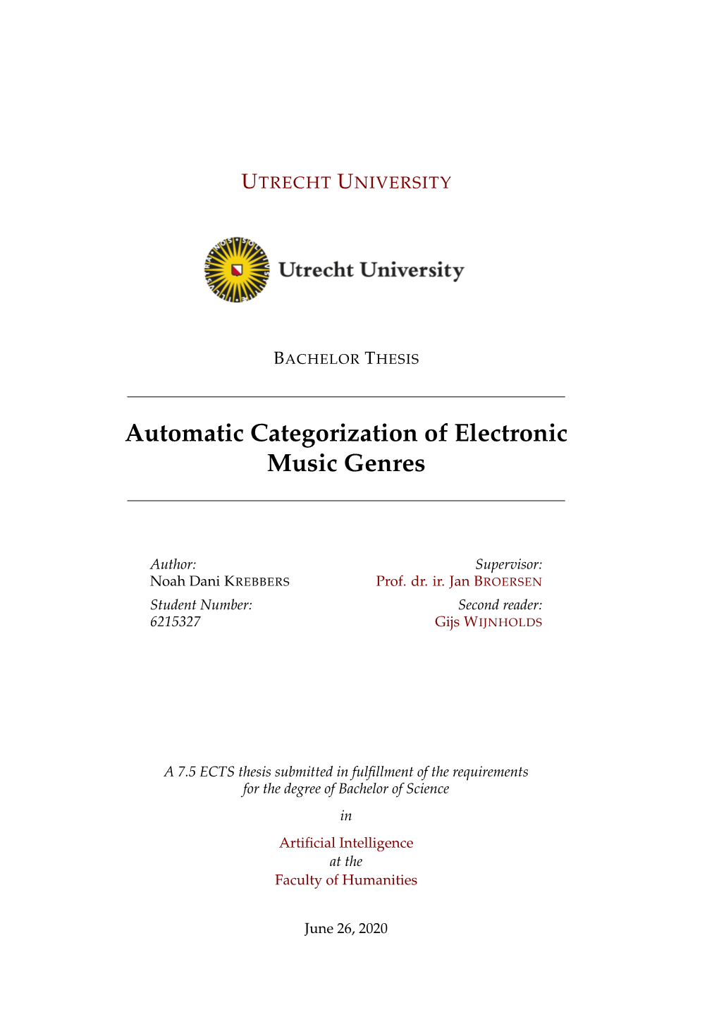 Automatic Categorization of Electronic Music Genres